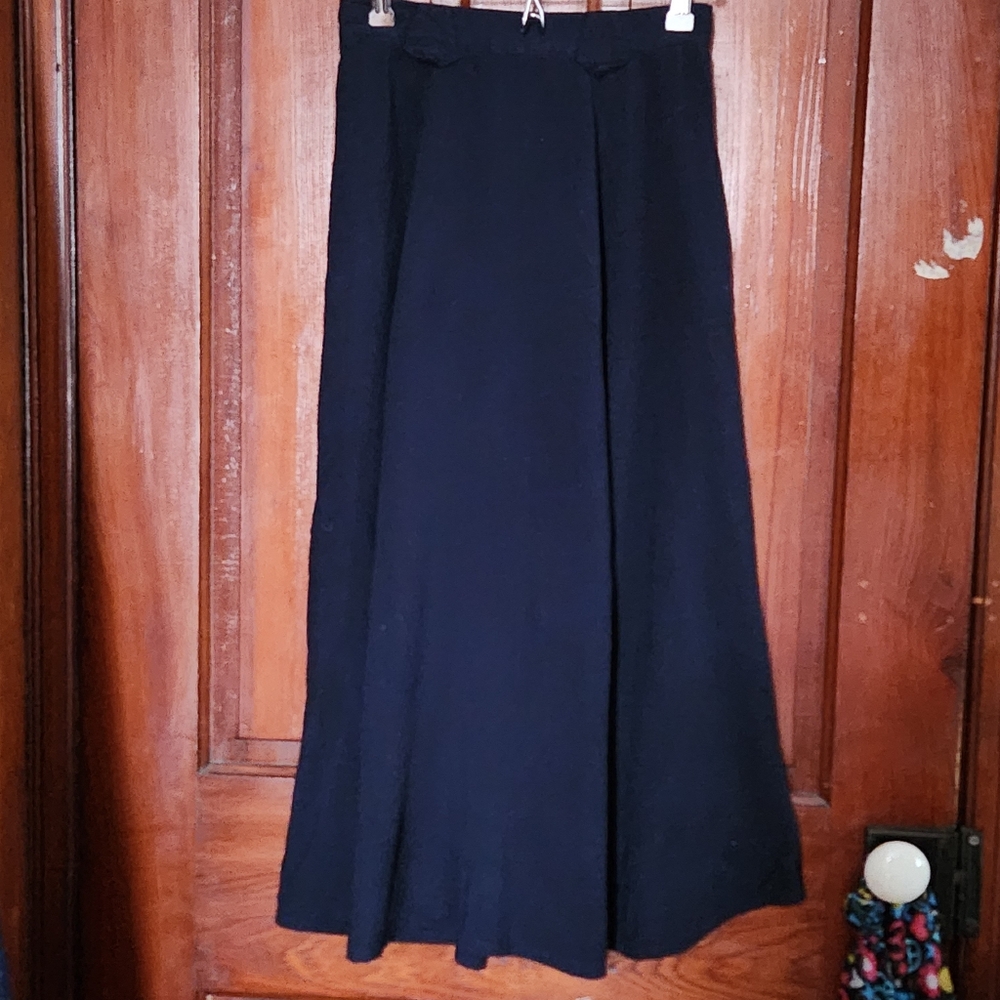 Vintage New Frontier Dark Blue Midi Maxi Skirt Small Full Sweep